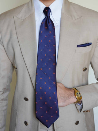 Navy Circle Dot Tie & Pocket Square