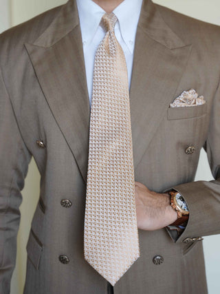 Golden Champagne Geometric Tie & Pocket Square