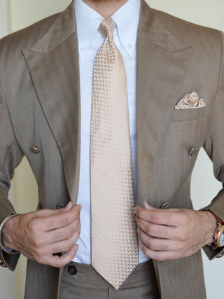 Golden Champagne Geometric Tie & Pocket Square