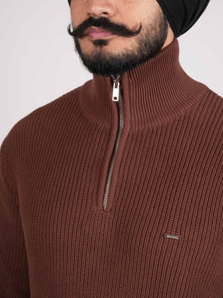 Chocolate Brown Quarter Zip Sweater