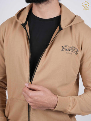 BEIGE HOODIE ZIPPER