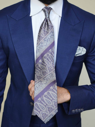 Blue Paisley Broad Tie Set