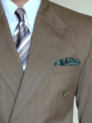 White Green Stripe Art Silk Tie & Pocket Square