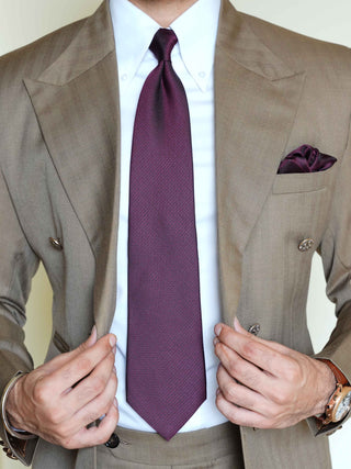 Burgundy Textured Tie & Pocket Square