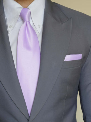 Lilac Purple Satin Tie & Pocket Square