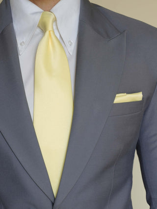 Pastel Yellow Satin Tie & Pocket Square