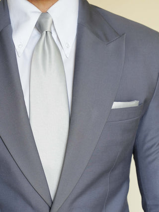Grey Satin Tie & Pocket Square