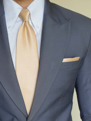 Beige Satin Tie & Pocket Square