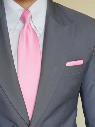 Pink Satin Tie & Pocket Square