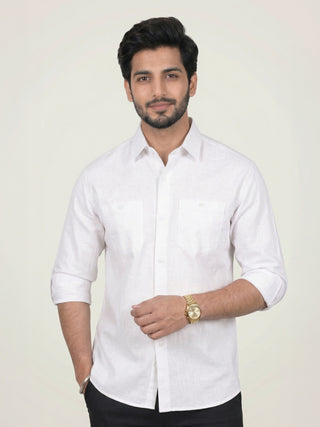 White Linen Double Pocket Shirt