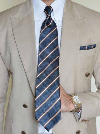 Forest Navy Stripe Tie & Pocket Square