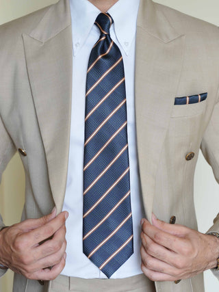 Forest Navy Stripe Tie & Pocket Square