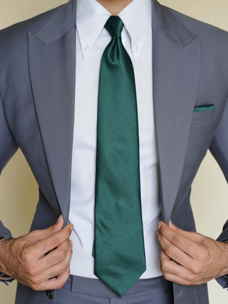 Emerald Green Satin Tie & Pocket Square