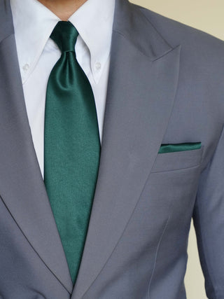 Emerald Green Satin Tie & Pocket Square