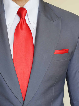 Red Satin Tie & Pocket Square