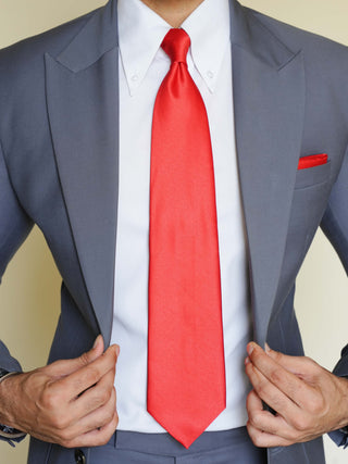 Red Satin Tie & Pocket Square