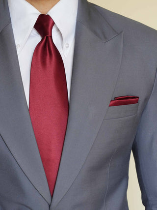 Maroon Satin Tie & Pocket Square