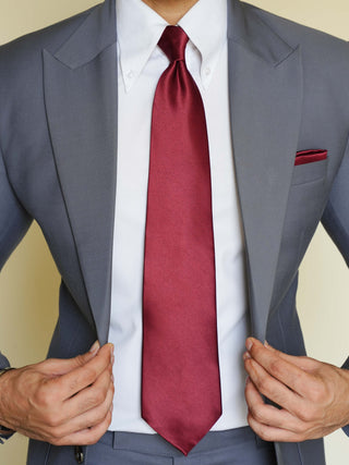 Maroon Satin Tie & Pocket Square