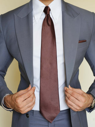 Brown Satin Tie & Pocket Square