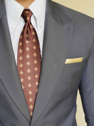 Brown Royal Crest Art Silk Tie & Pocket Square