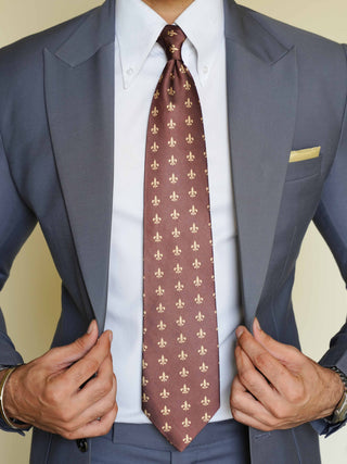 Brown Royal Crest Art Silk Tie & Pocket Square