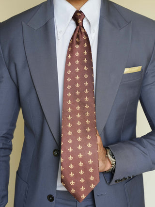 Brown Royal Crest Art Silk Tie & Pocket Square