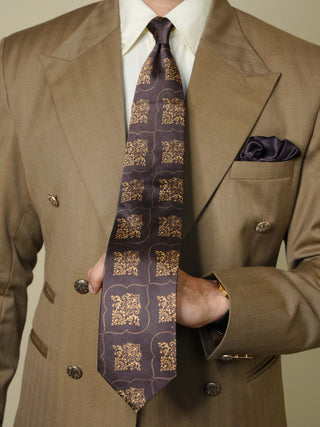 Dark Brown Vinatge Broad Tie Set