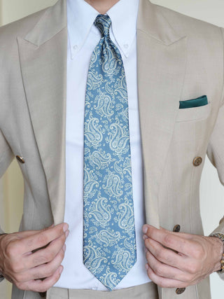 Teal Green Paisley Art Silk Tie & Pocket Square