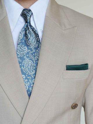 Teal Green Paisley Art Silk Tie & Pocket Square
