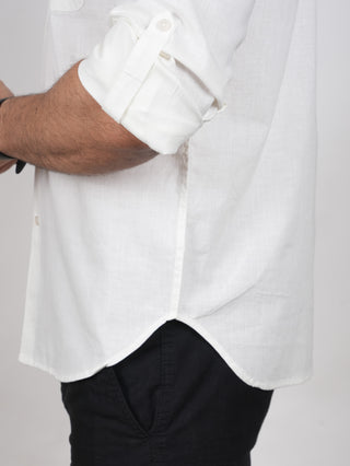 Off White Linen Double Pocket Shirt
