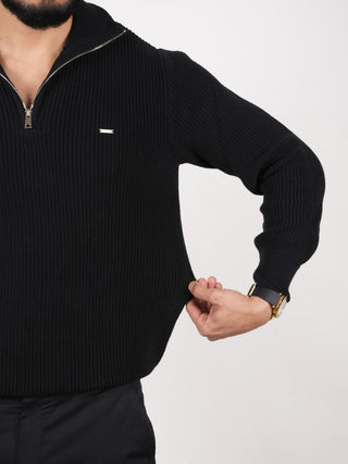 Black Quarter Zip Sweater