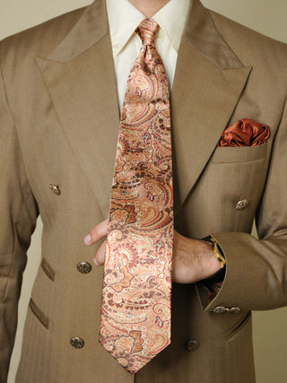 Rustic Brown Paisley Broad Tie Set