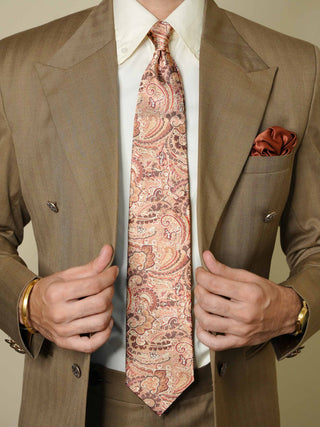Rustic Brown Paisley Broad Tie Set