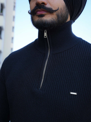 Black Quarter Zip Sweater