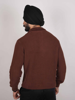 Chocolate Brown Quarter Zip Sweater