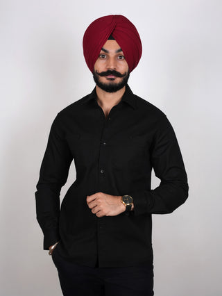 Black Linen Double Pocket Shirt