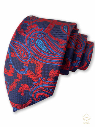Elegant Blue Paisley Red Micro Silk Set