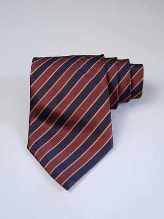 Brown Blue Stripe Art Silk Tie & Pocket Square