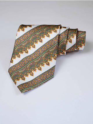 White Green Diagonal Art Silk Tie & Pocket Square