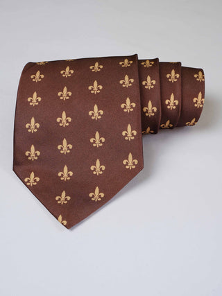 Brown Royal Crest Art Silk Tie & Pocket Square