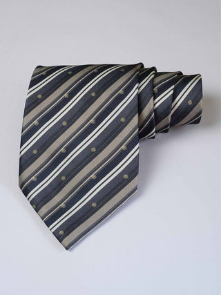 Grey Green Stripe Art Silk Tie & Pocket Square