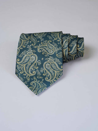 Teal Green Paisley Art Silk Tie & Pocket Square