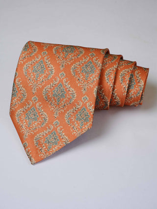 Salmon Orange Art Silk Tie & Pocket Square