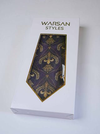 Purple Royal Art Silk Tie & Pocket Square