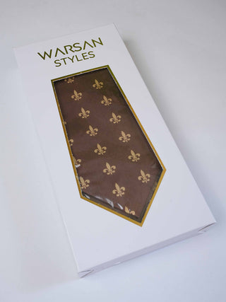 Brown Royal Crest Art Silk Tie & Pocket Square