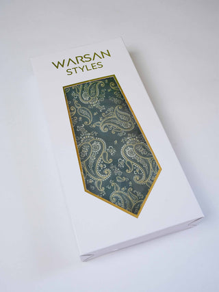 Teal Green Paisley Art Silk Tie & Pocket Square
