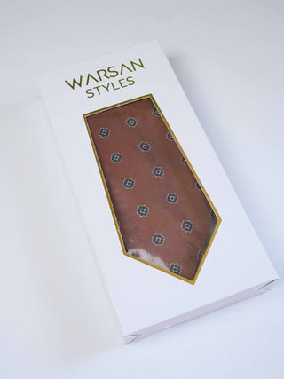 Rust Rosette Art Silk Tie & Pocket Square