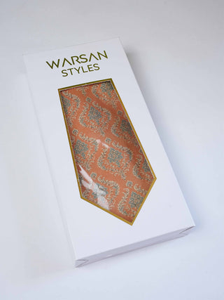 Salmon Orange Art Silk Tie & Pocket Square