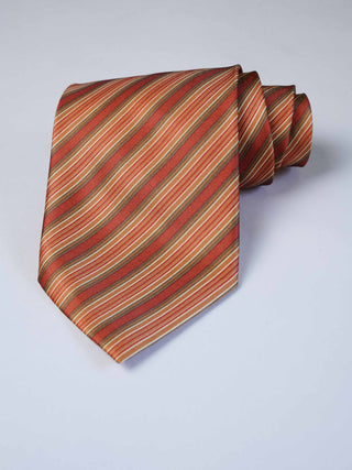 Orange Stripe Art Silk Tie & Pocket Square