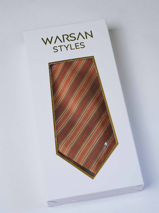 Orange Stripe Art Silk Tie & Pocket Square